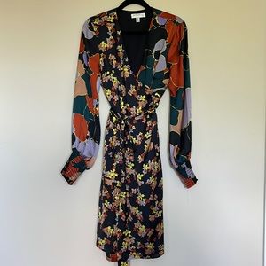 ANTHRO Atelier Blue Floral Print Wrap Dress